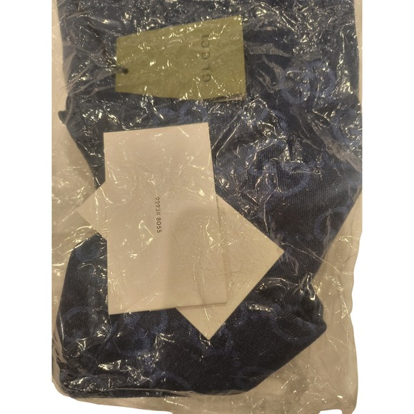 Gucci GG Jacquard Wool Silk Blend Scarf Shawl Wrap Blue Sapphire Luxury NWT - Picture 2 of 5